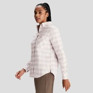 Kathmandu Women's Light Pink Checkered Button-Down Shirt